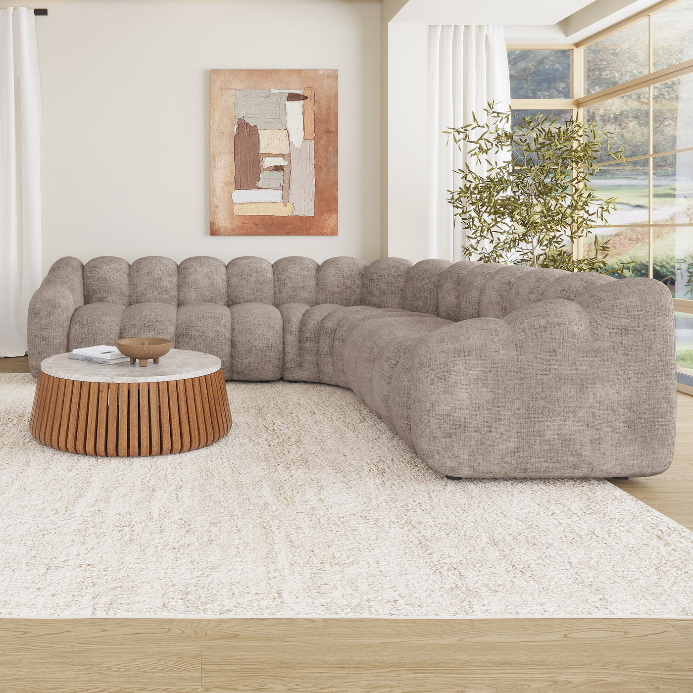 GABY XL Canapé d'angle réversible en tissu taupe - Canapés d'angle - Mobilier Deco