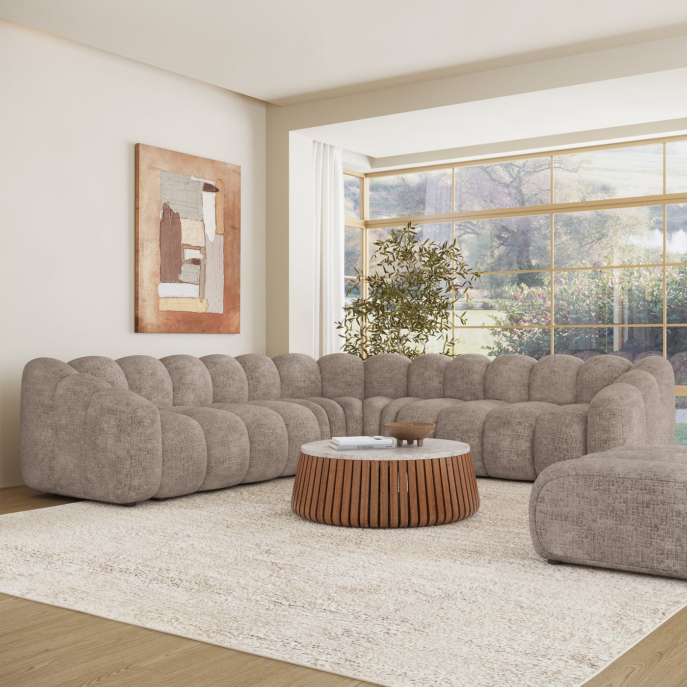 GABY XL Canapé d'angle réversible en tissu taupe - Canapés d'angle - Mobilier Deco