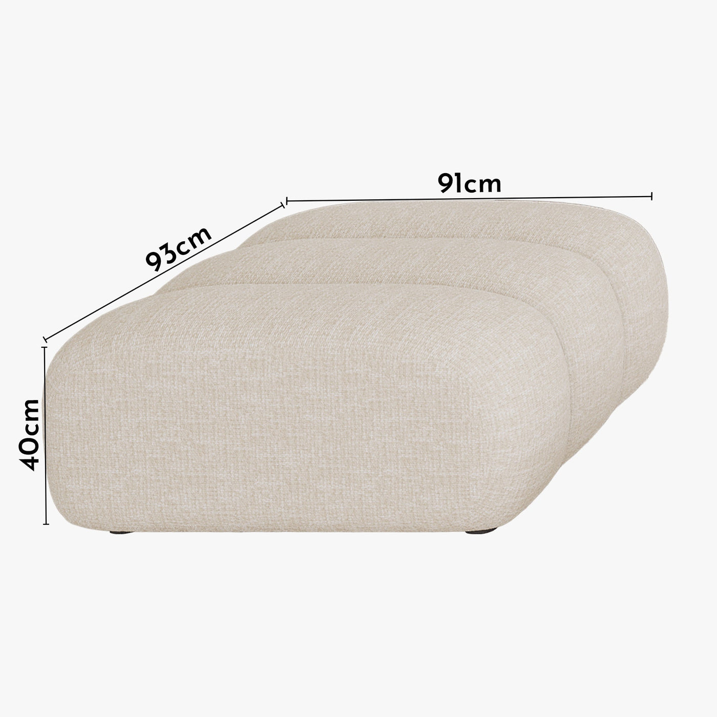 GABYA Pouf rectangle matelassé en tissu beige - Poufs - Mobilier Deco