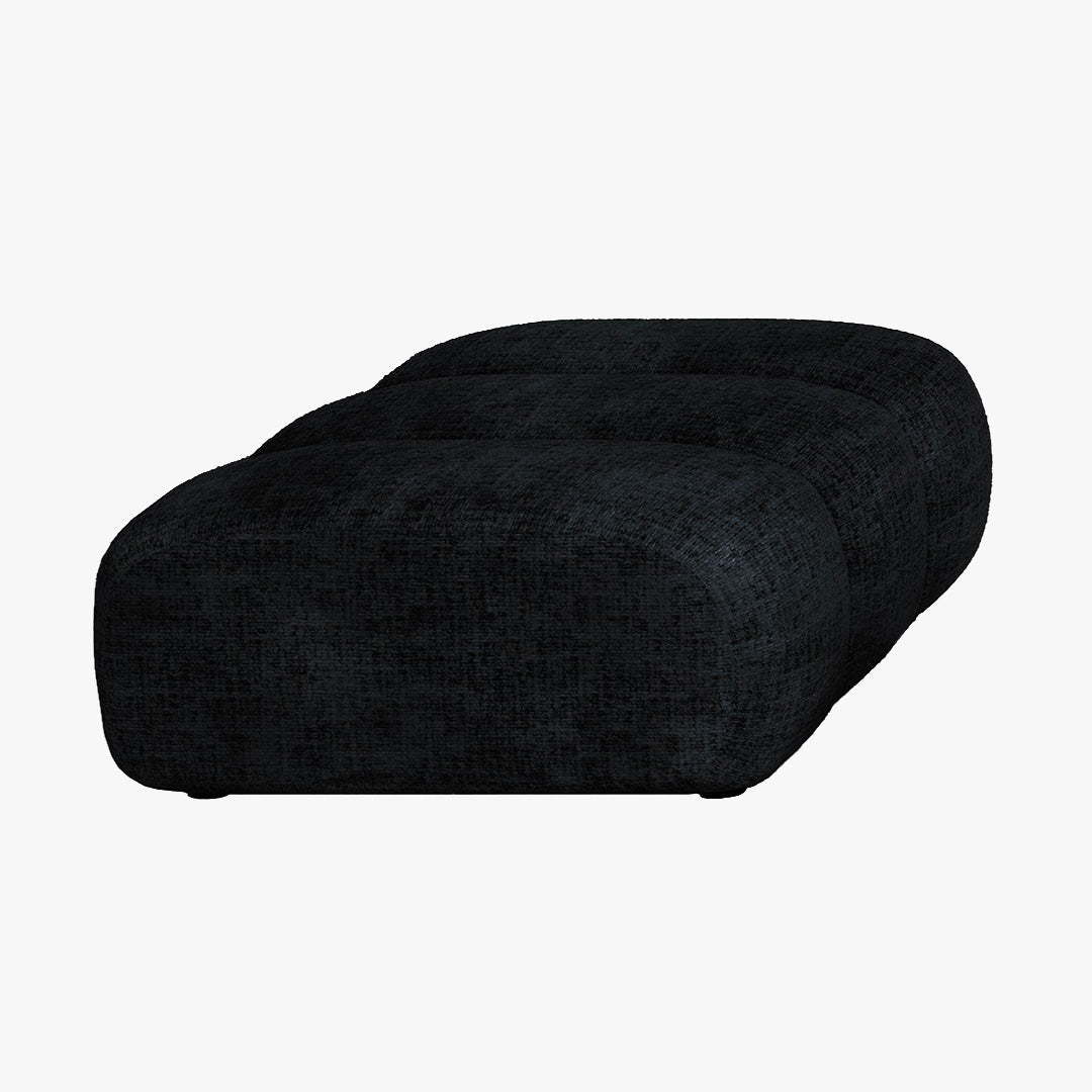 GABYA Pouf rectangle matelassé en tissu noir - Poufs - Mobilier Deco