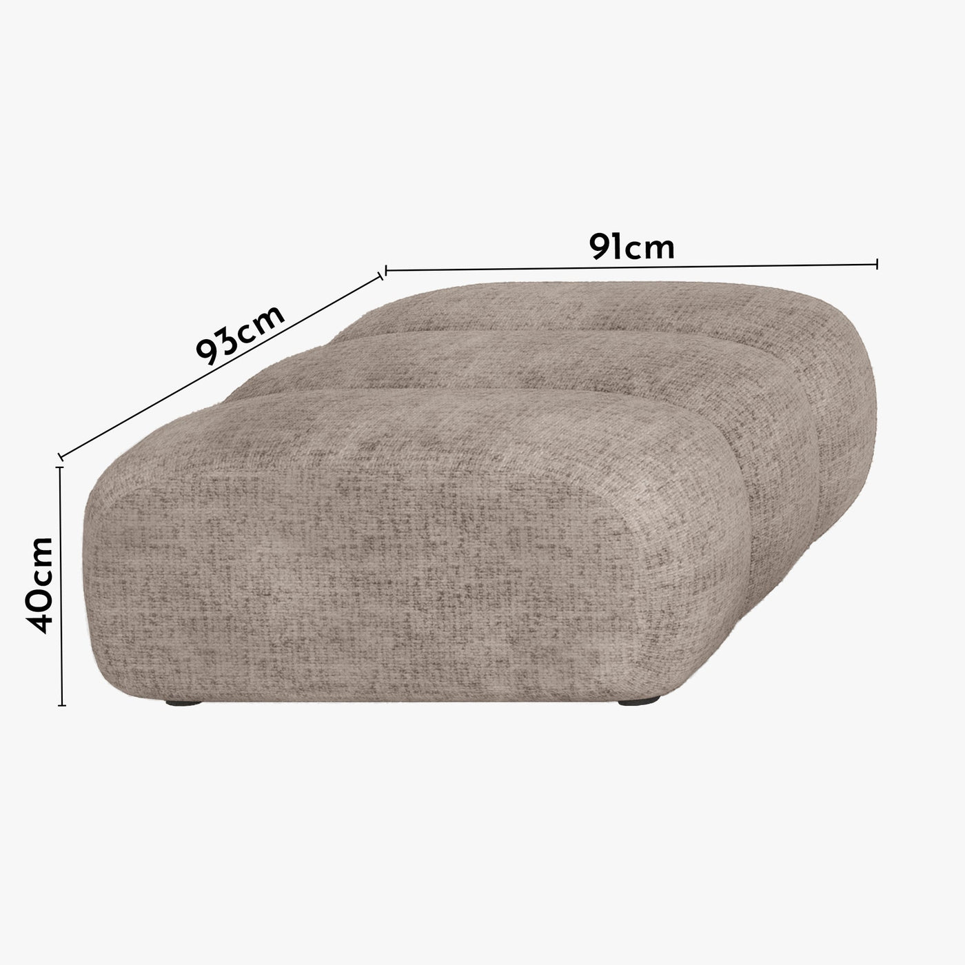 GABYA Pouf rectangle matelassé en tissu taupe - Poufs - Mobilier Deco