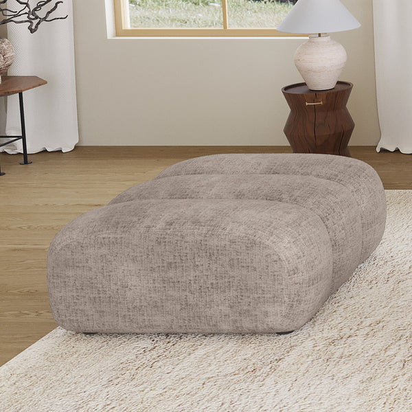 GABYA Pouf rectangle matelassé en tissu taupe