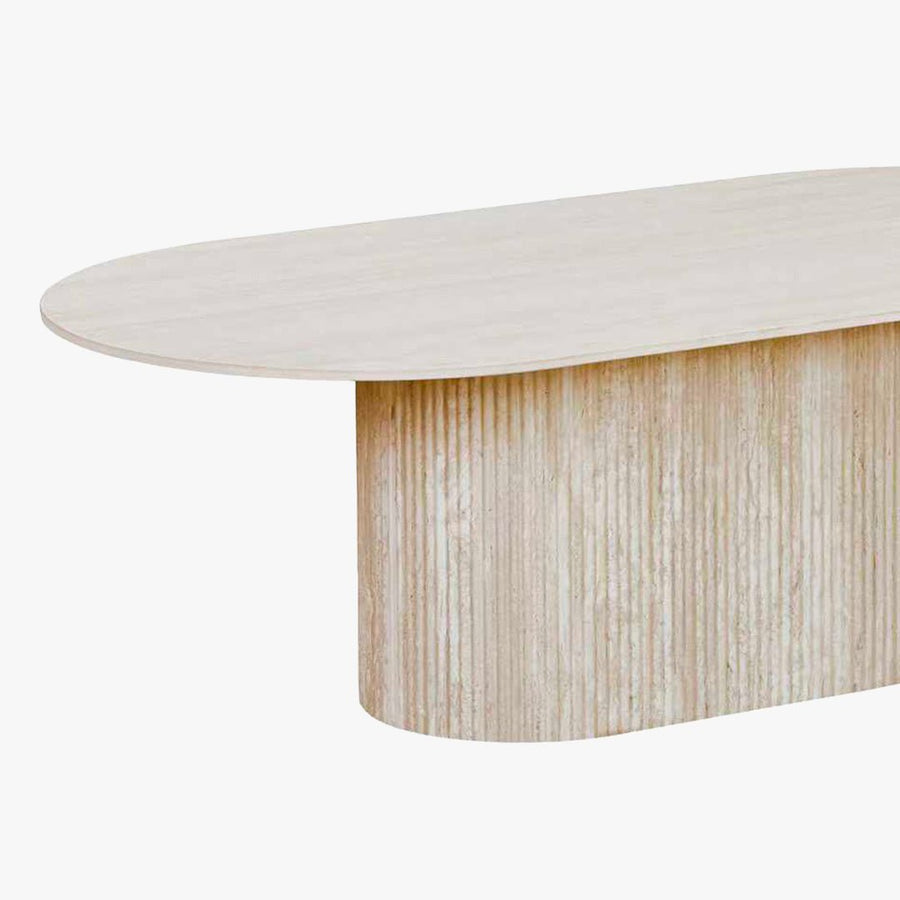 GAEL Table basse ovale en céramique beige 120 cm — aperçu vidéo