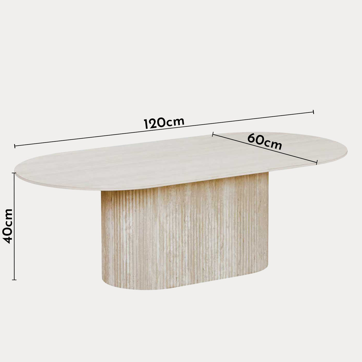GAEL Table basse ovale en céramique beige 120 cm - Table basse - Mobilier Deco