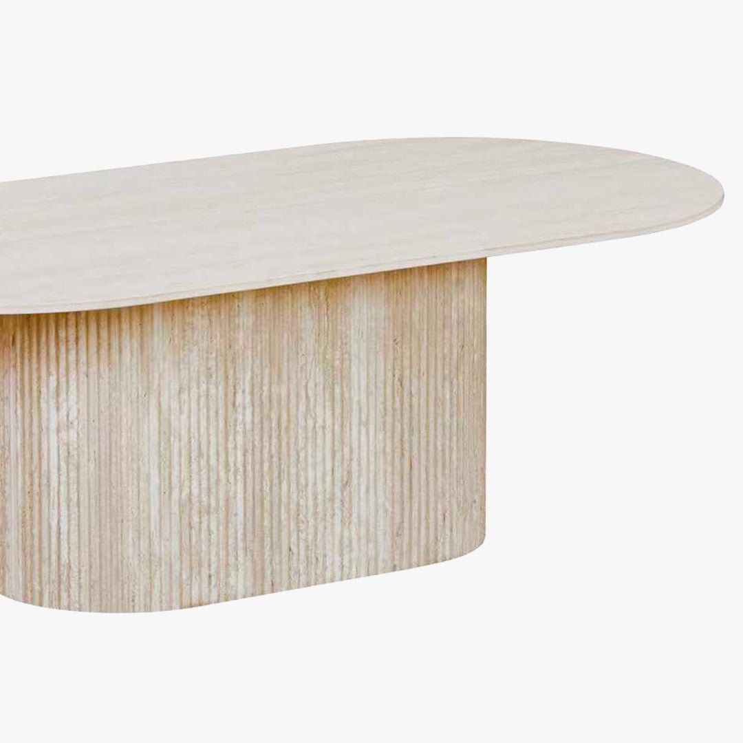 GAEL Table basse ovale en céramique beige 120 cm - Table basse - Mobilier Deco