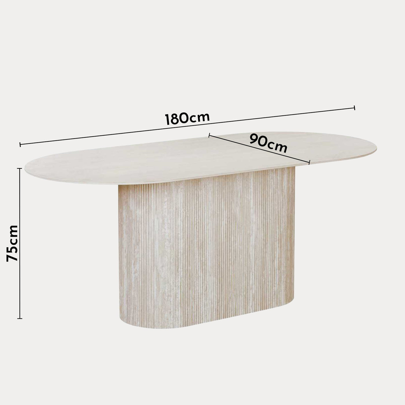GAEL XL Table à manger ovale en céramique beige 180 cm - Table à manger - Mobilier Deco