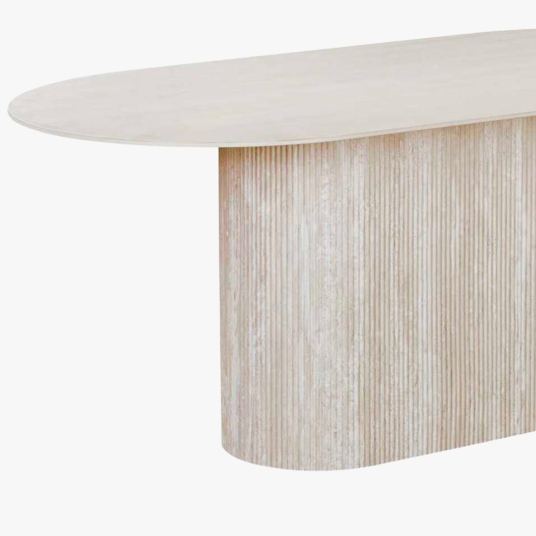 GAEL XL Table à manger ovale en céramique beige 180 cm - Table à manger - Mobilier Deco
