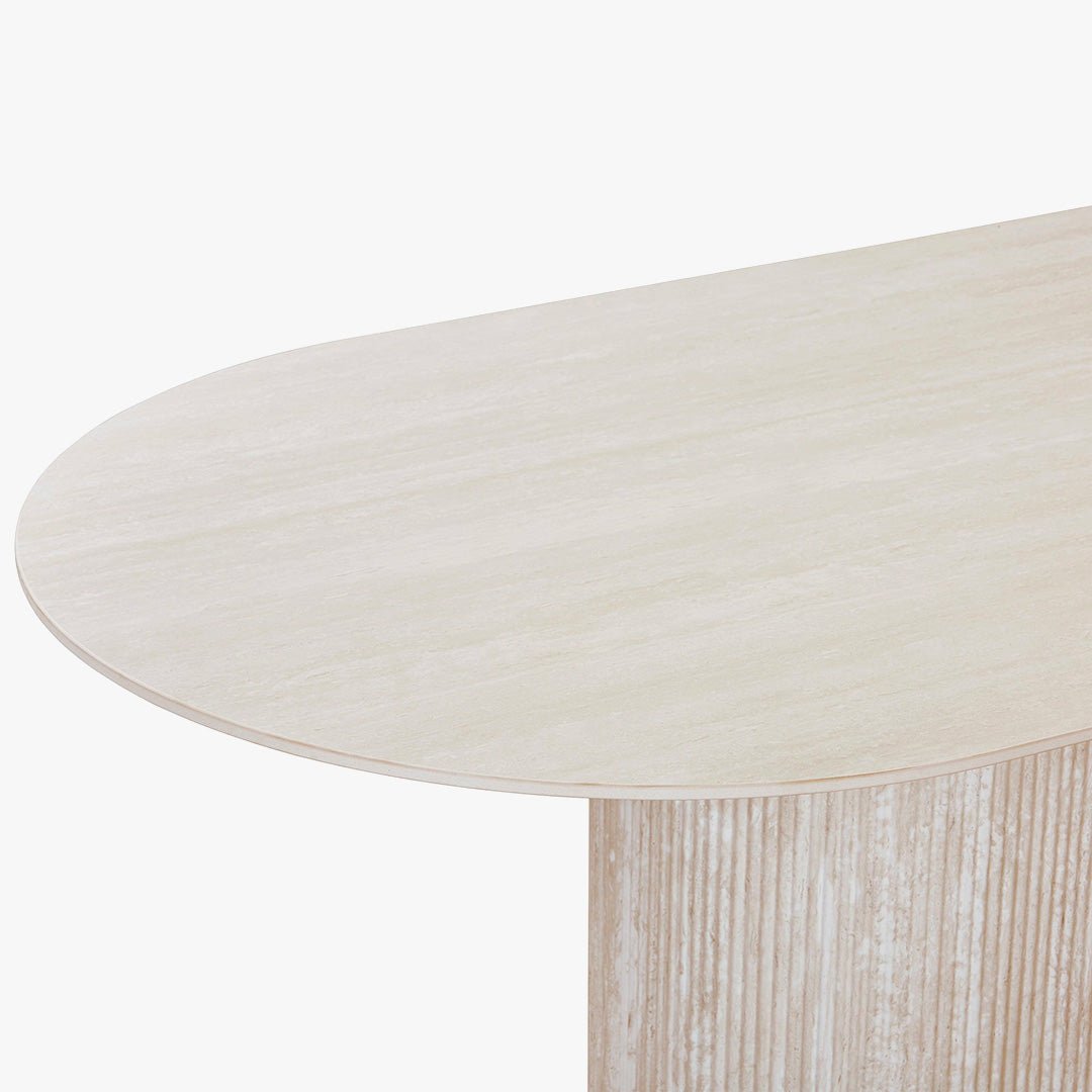 GAEL XL Table à manger ovale en céramique beige 180 cm - Table à manger - Mobilier Deco