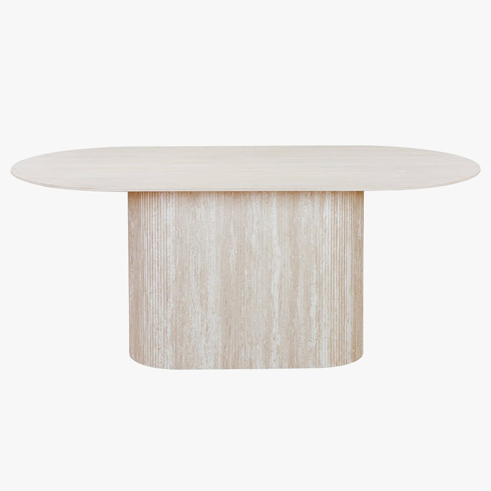 GAEL XL Table à manger ovale en céramique beige 180 cm