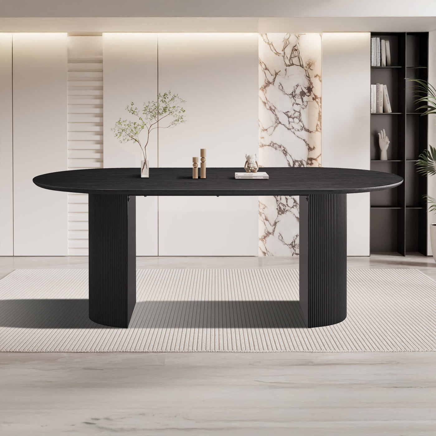 GALIA Table à manger ovale couleur marron foncé - Table à manger - Mobilier Deco