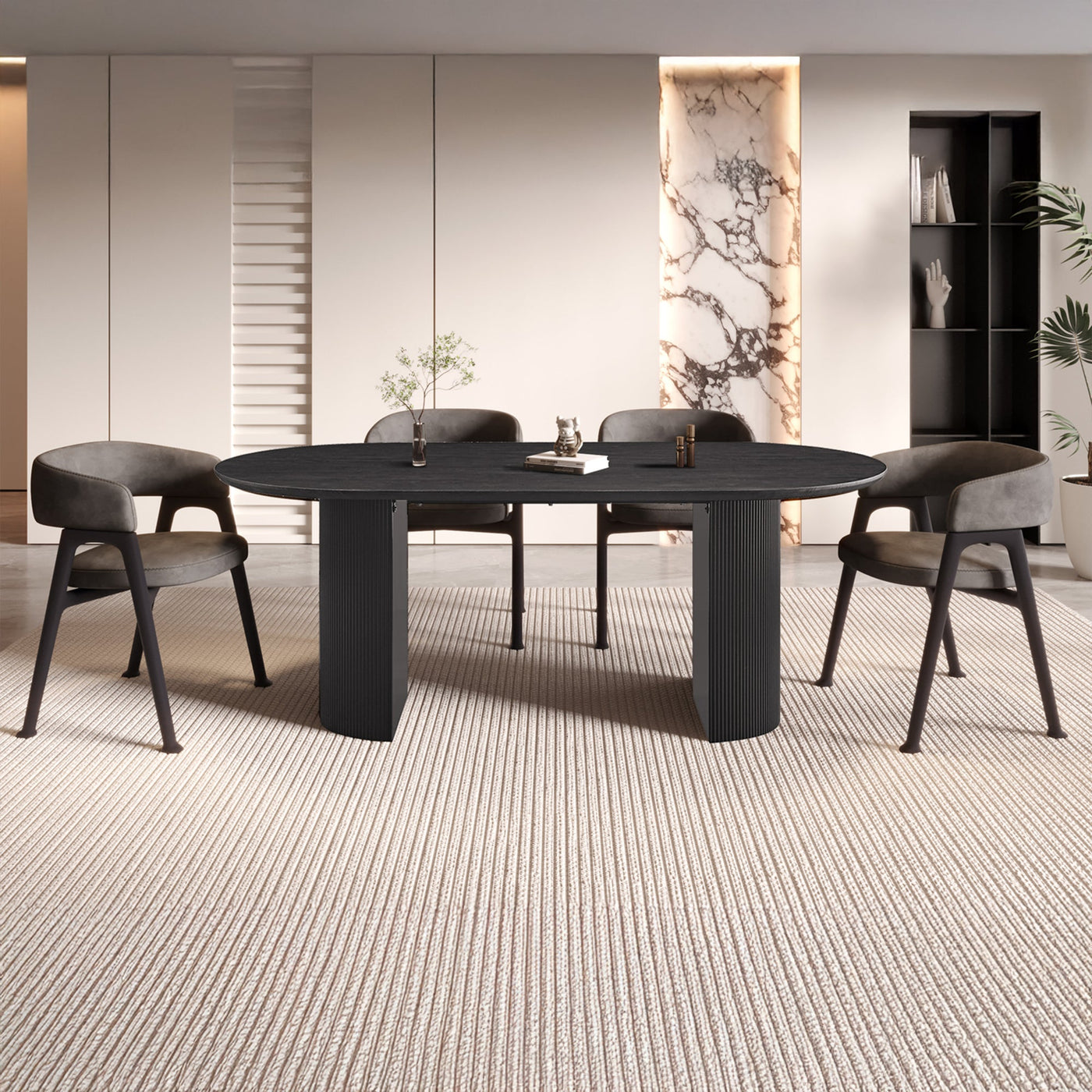 GALIA Table à manger ovale couleur marron foncé - Table à manger - Mobilier Deco