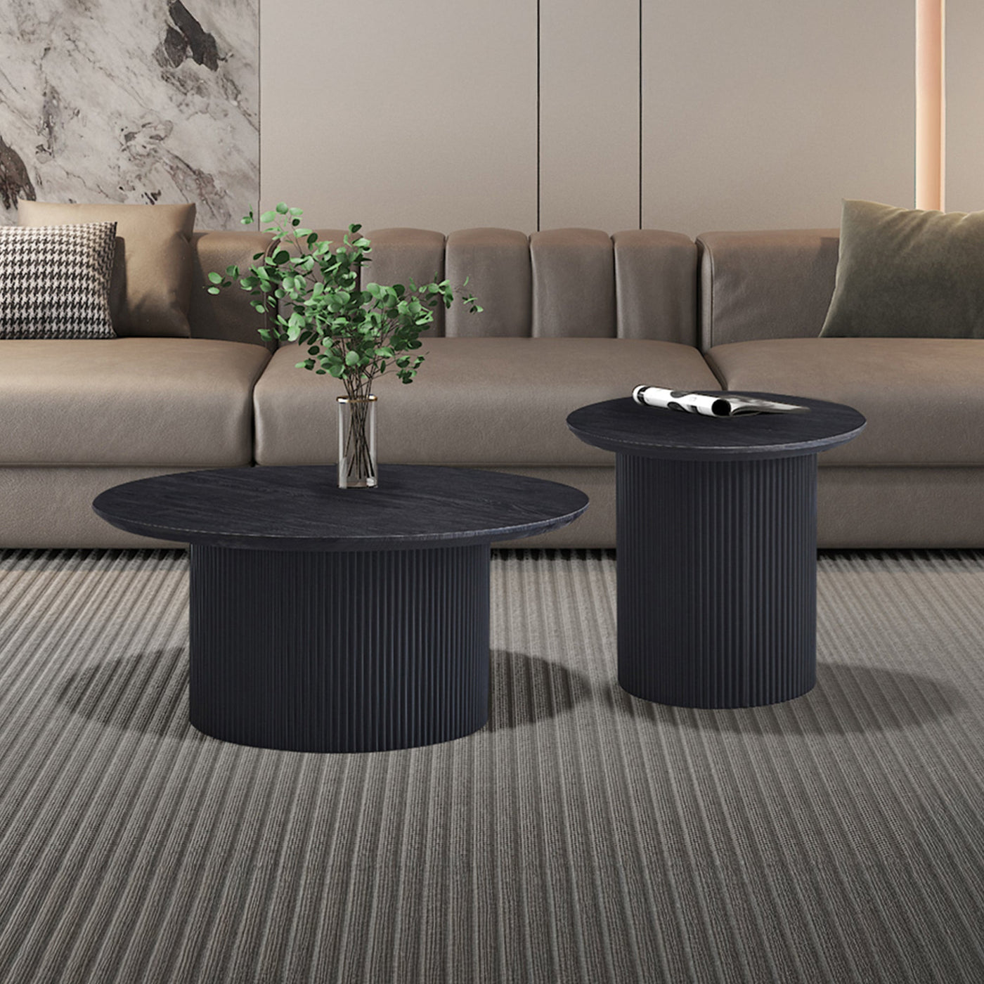 GALIA Table basse ronde couleur marron foncé D50 cm - Table basse - Mobilier Deco