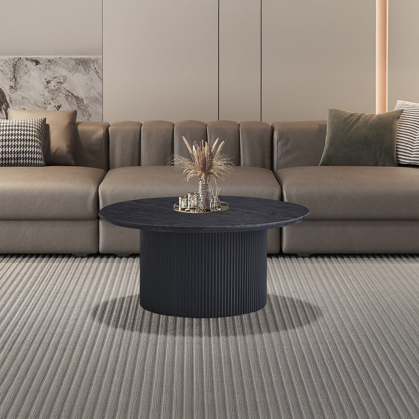 GALIA Table basse ronde couleur marron foncé D80 cm - Table basse - Mobilier Deco