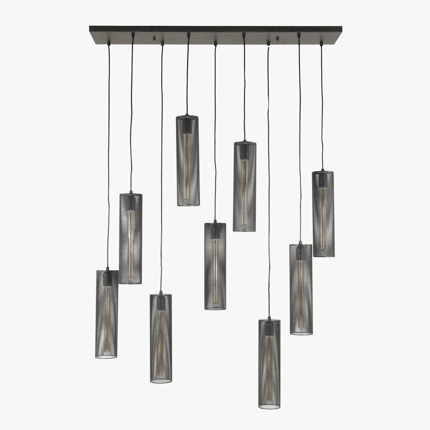 GINO Suspension en tube 9 lampes ajustables en métal noir 100x150 cm - Luminaires - Mobilier Deco