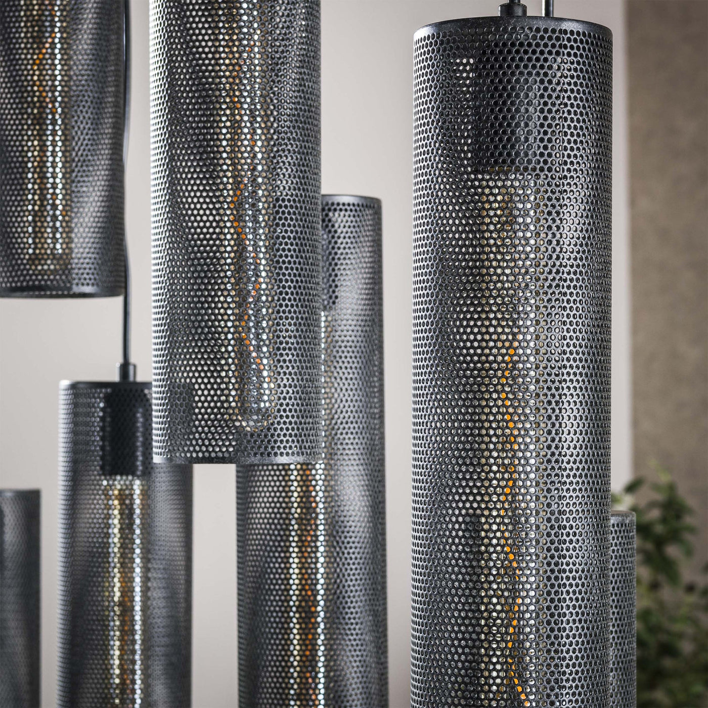 GINO Suspension en tube 9 lampes ajustables en métal noir 100x150 cm - Luminaires - Mobilier Deco