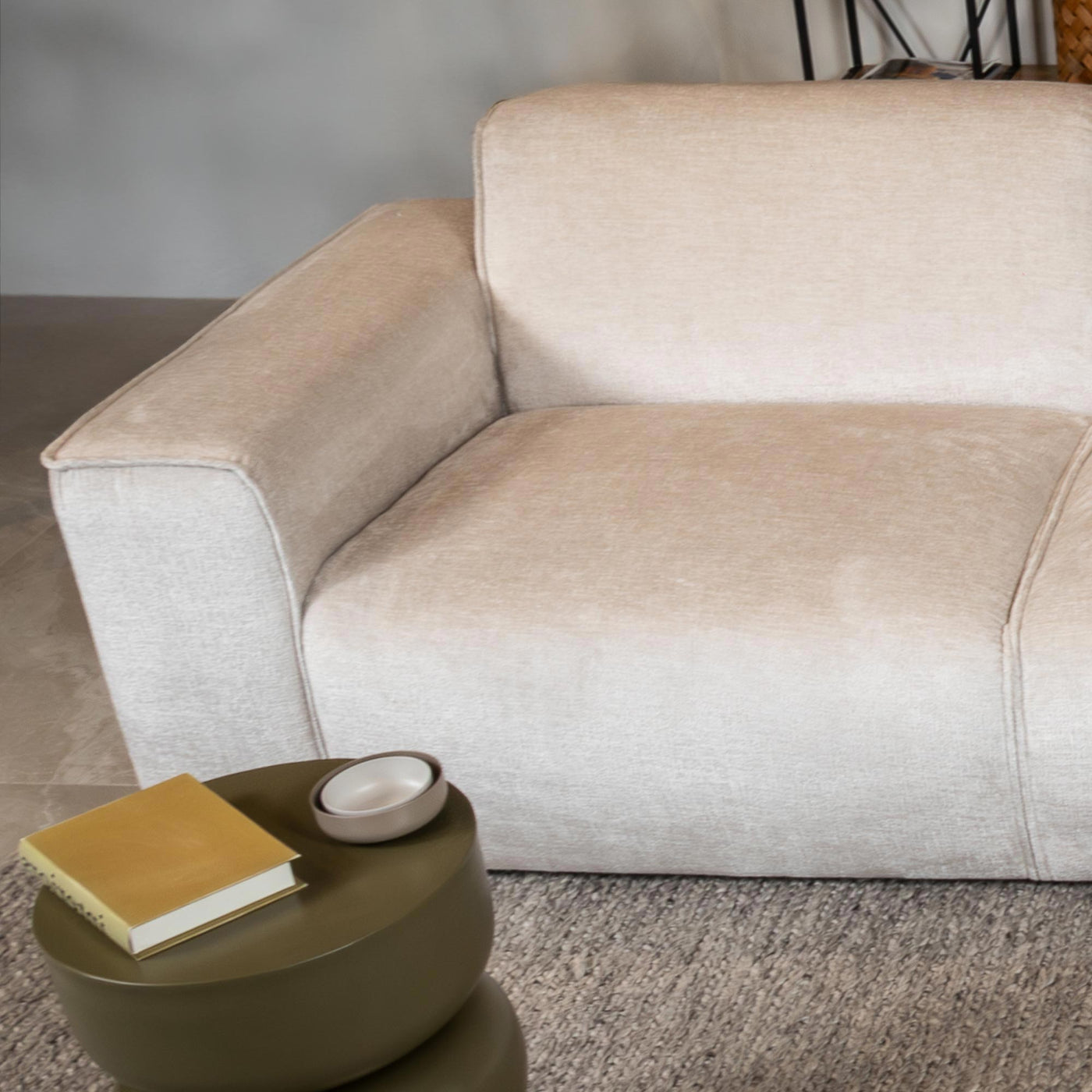 GIULIA Canapé d'angle en tissu beige - Angle droit - Canapés d'angle - Mobilier Deco