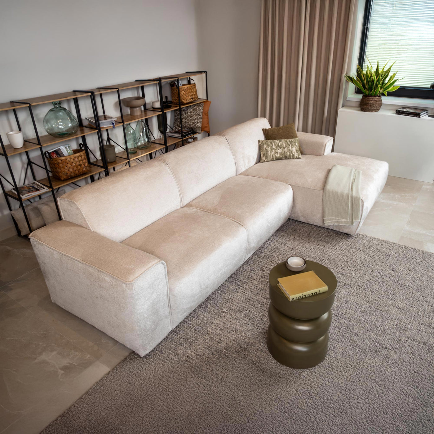 GIULIA Canapé d'angle en tissu beige - Angle droit - Canapés d'angle - Mobilier Deco