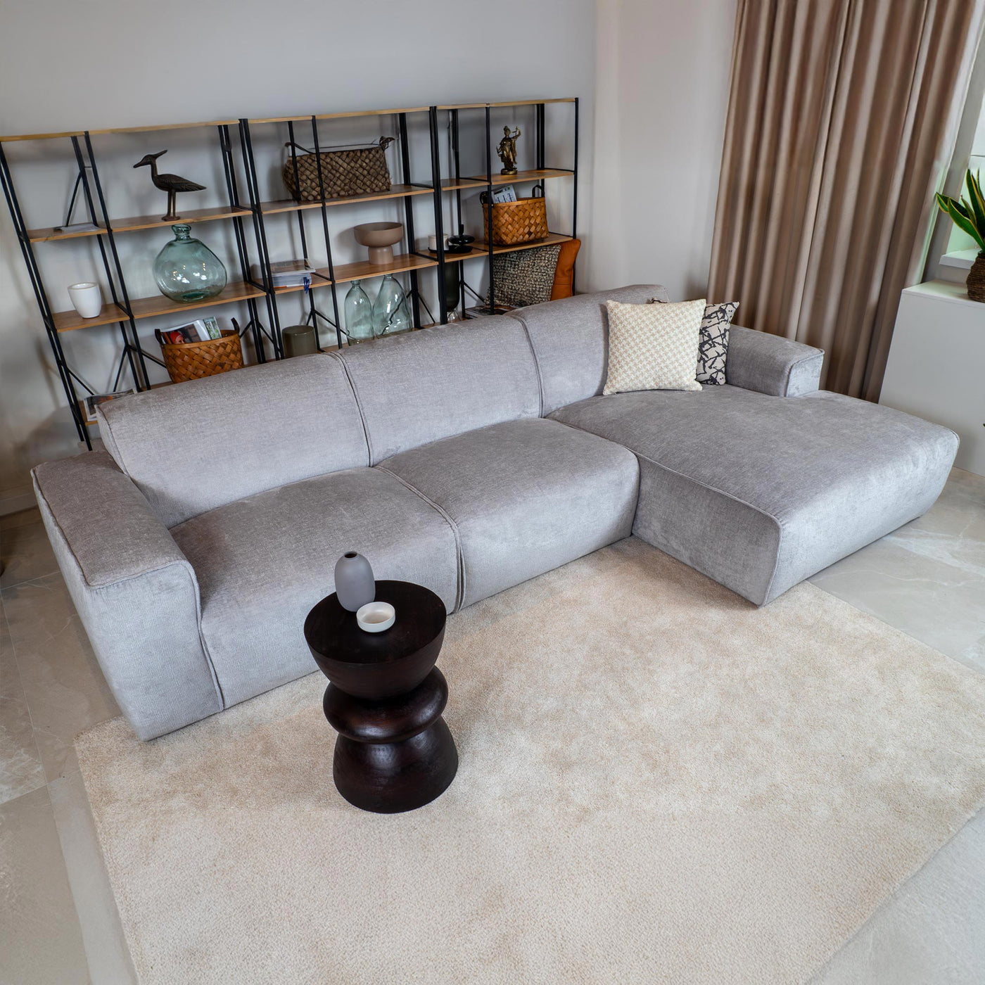 GIULIA Canapé d'angle en tissu gris - Angle droit - Canapés d'angle - Mobilier Deco