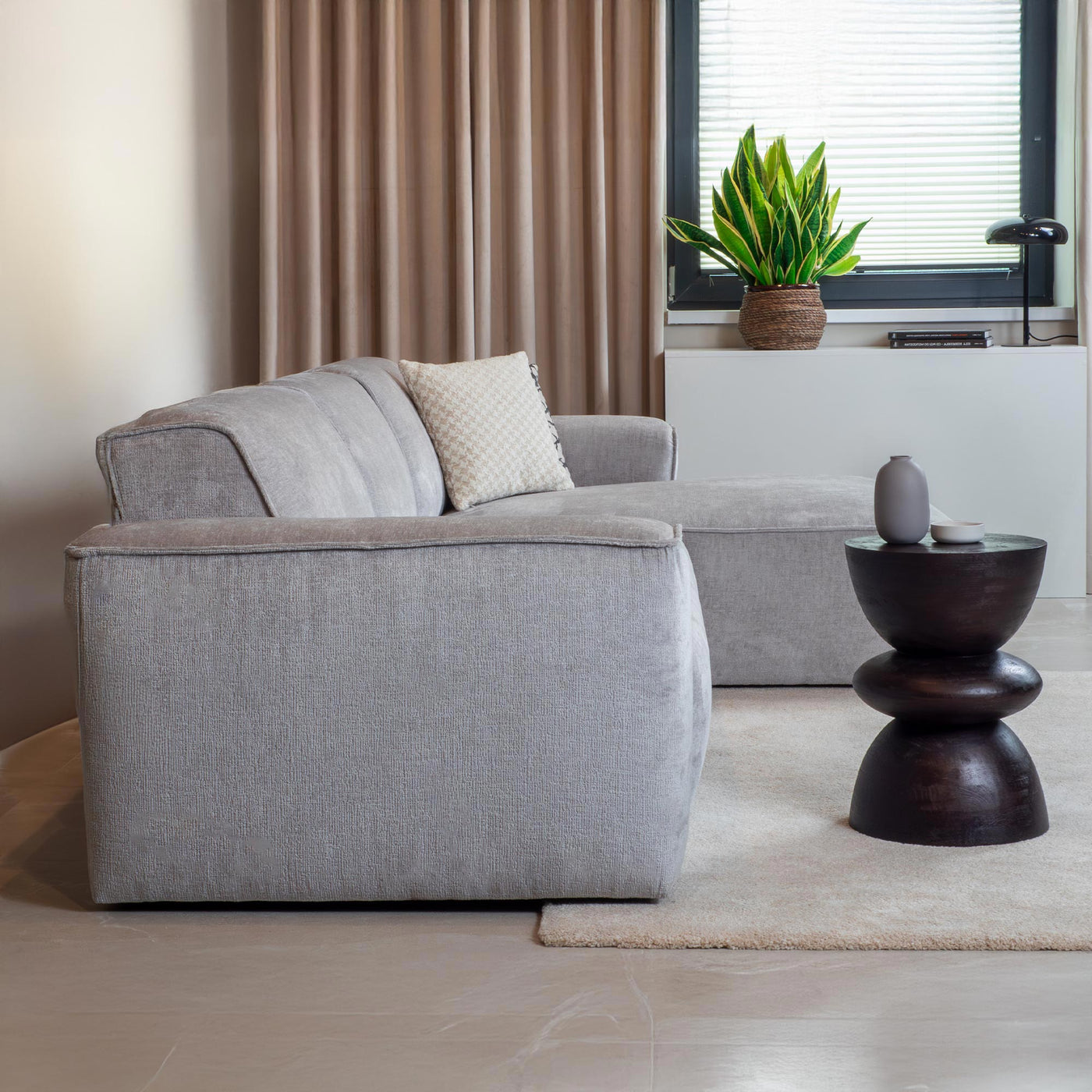 GIULIA Canapé d'angle en tissu gris - Angle droit - Canapés d'angle - Mobilier Deco