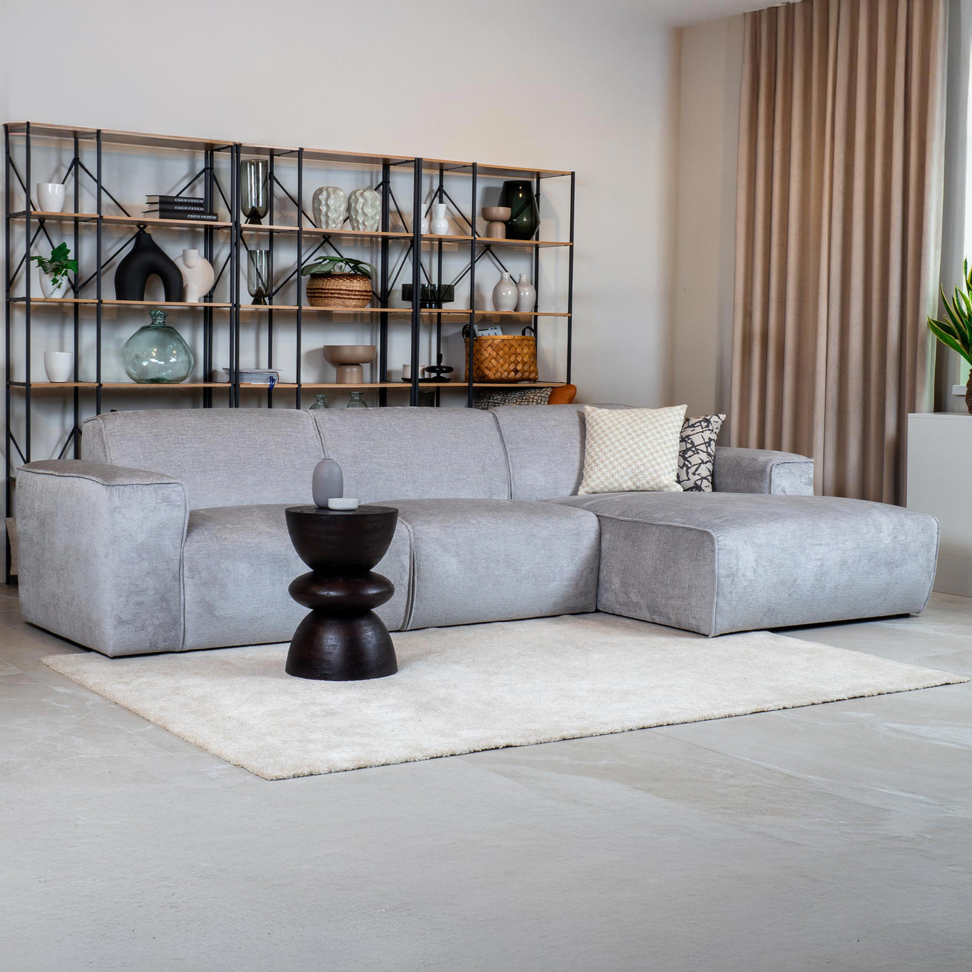 GIULIA Canapé d'angle en tissu gris - Angle droit - Canapés d'angle - Mobilier Deco