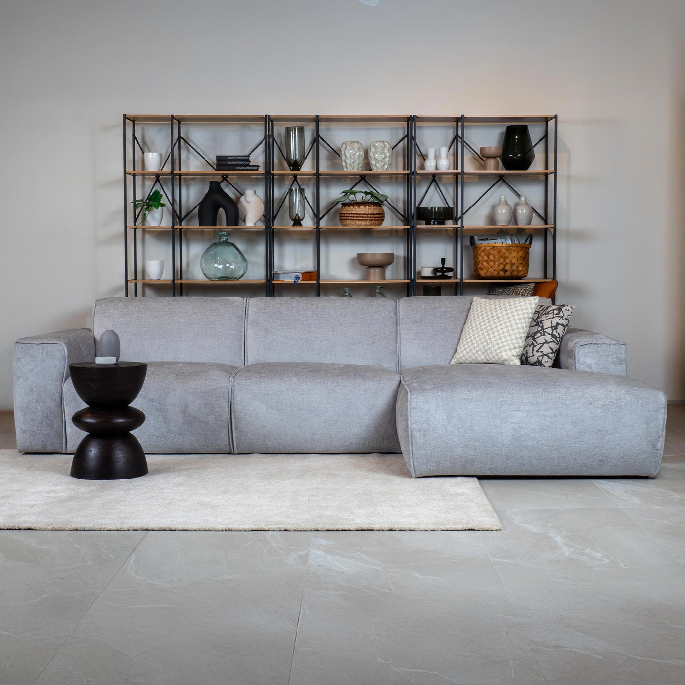 GIULIA Canapé d'angle en tissu gris - Angle droit - Canapés d'angle - Mobilier Deco