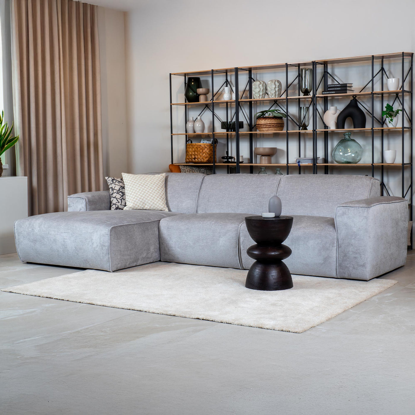 GIULIA Canapé d'angle en tissu gris - Angle gauche - Canapés d'angle - Mobilier Deco