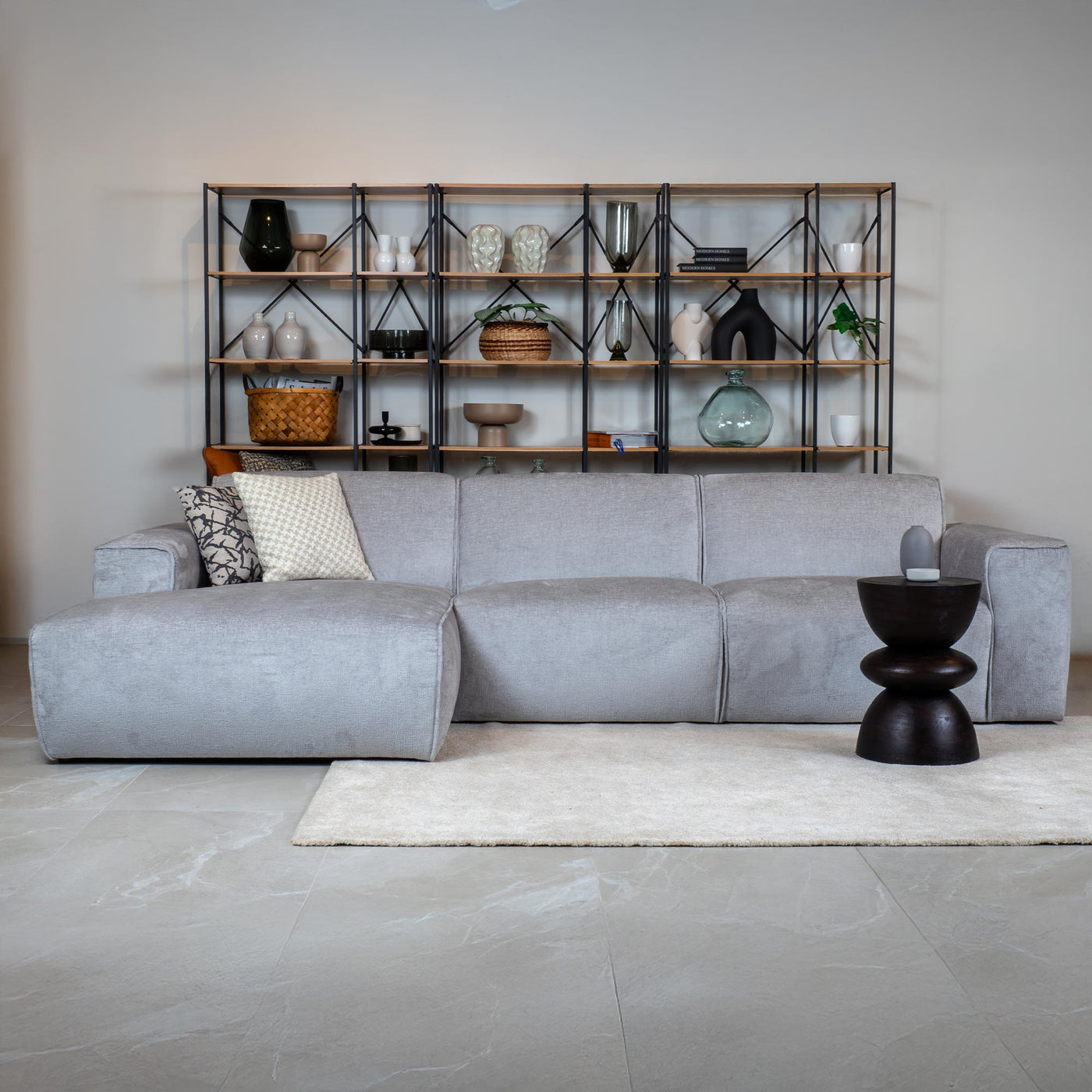 GIULIA Canapé d'angle en tissu gris - Angle gauche - Canapés d'angle - Mobilier Deco