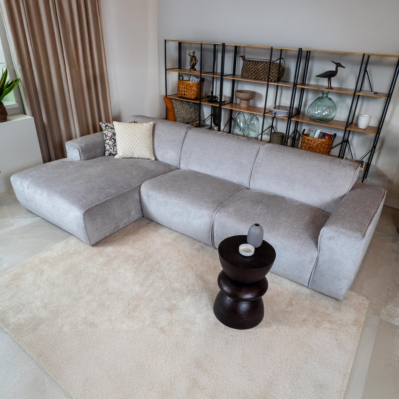 GIULIA Canapé d'angle en tissu gris - Angle gauche - Canapés d'angle - Mobilier Deco