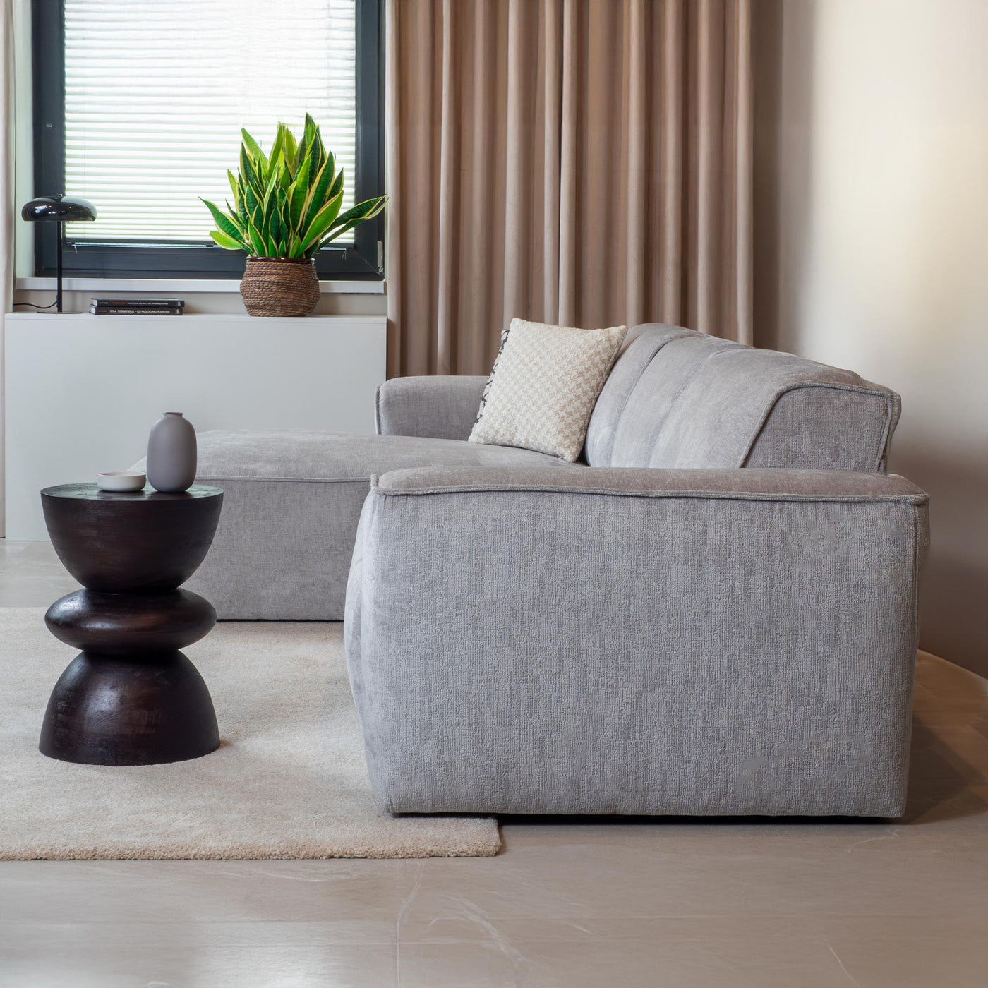GIULIA Canapé d'angle en tissu gris - Angle gauche - Canapés d'angle - Mobilier Deco