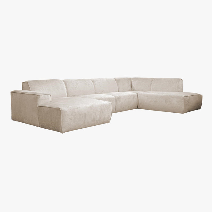 GIULIA Canapé panoramique en tissu beige - Angle droit