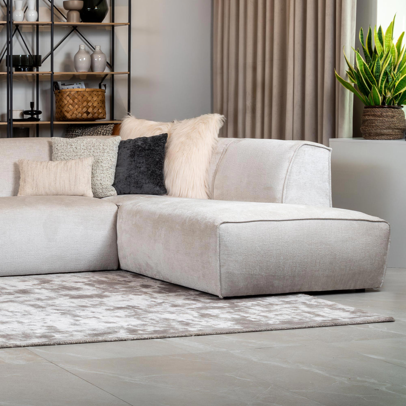 GIULIA Canapé panoramique en tissu beige - Angle droit - Canapés panoramiques - Mobilier Deco