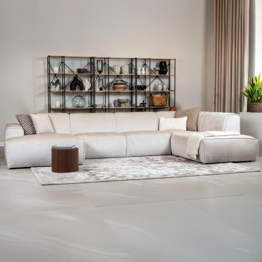 GIULIA Canapé panoramique en tissu beige - Angle droit — aperçu vidéo