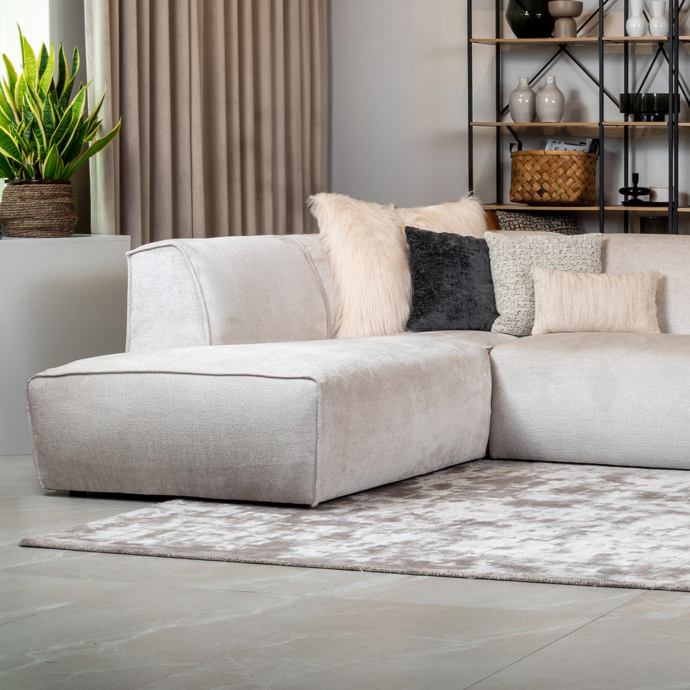 GIULIA Canapé panoramique en tissu beige - Angle gauche - Canapés panoramiques - Mobilier Deco