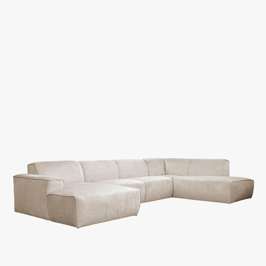 GIULIA Canapé panoramique en tissu beige - Angle gauche — aperçu vidéo