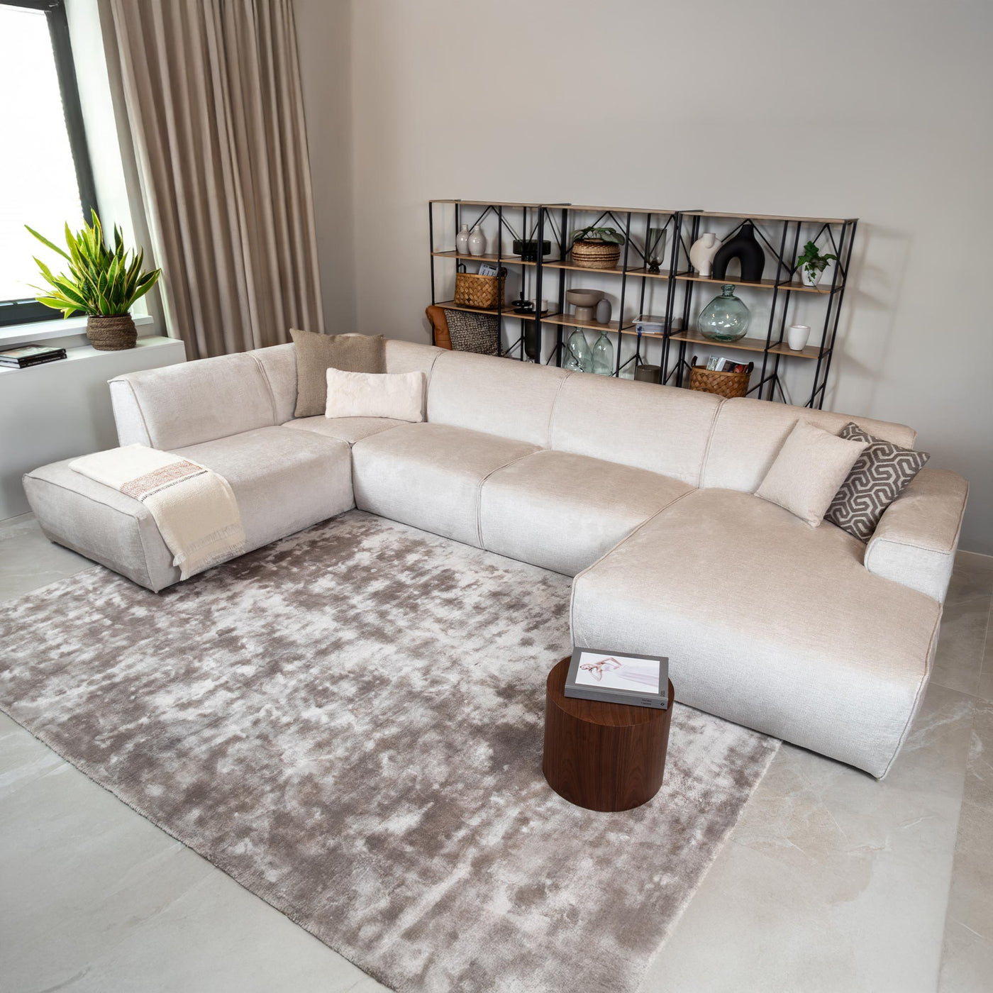 GIULIA Canapé panoramique en tissu beige - Angle gauche - Canapés panoramiques - Mobilier Deco