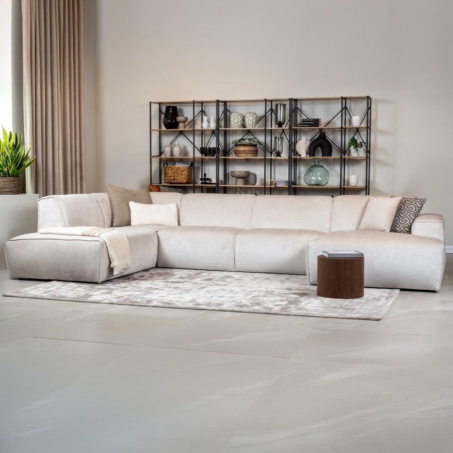 GIULIA Canapé panoramique en tissu beige - Angle gauche — aperçu vidéo