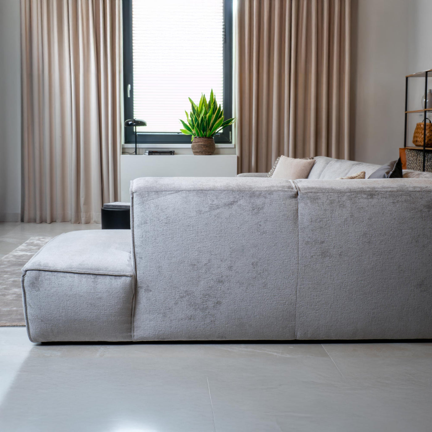 GIULIA Canapé panoramique en tissu gris - Angle droit - Canapés panoramiques - Mobilier Deco