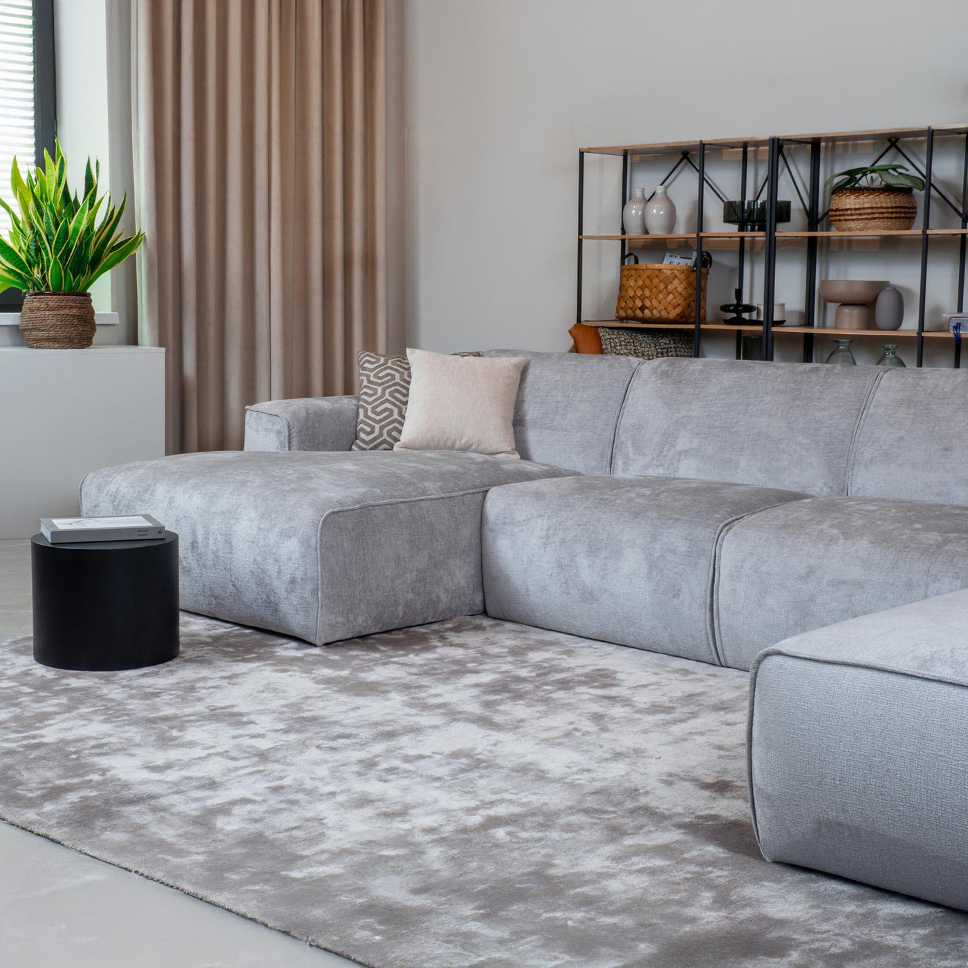 GIULIA Canapé panoramique en tissu gris - Angle droit - Canapés panoramiques - Mobilier Deco