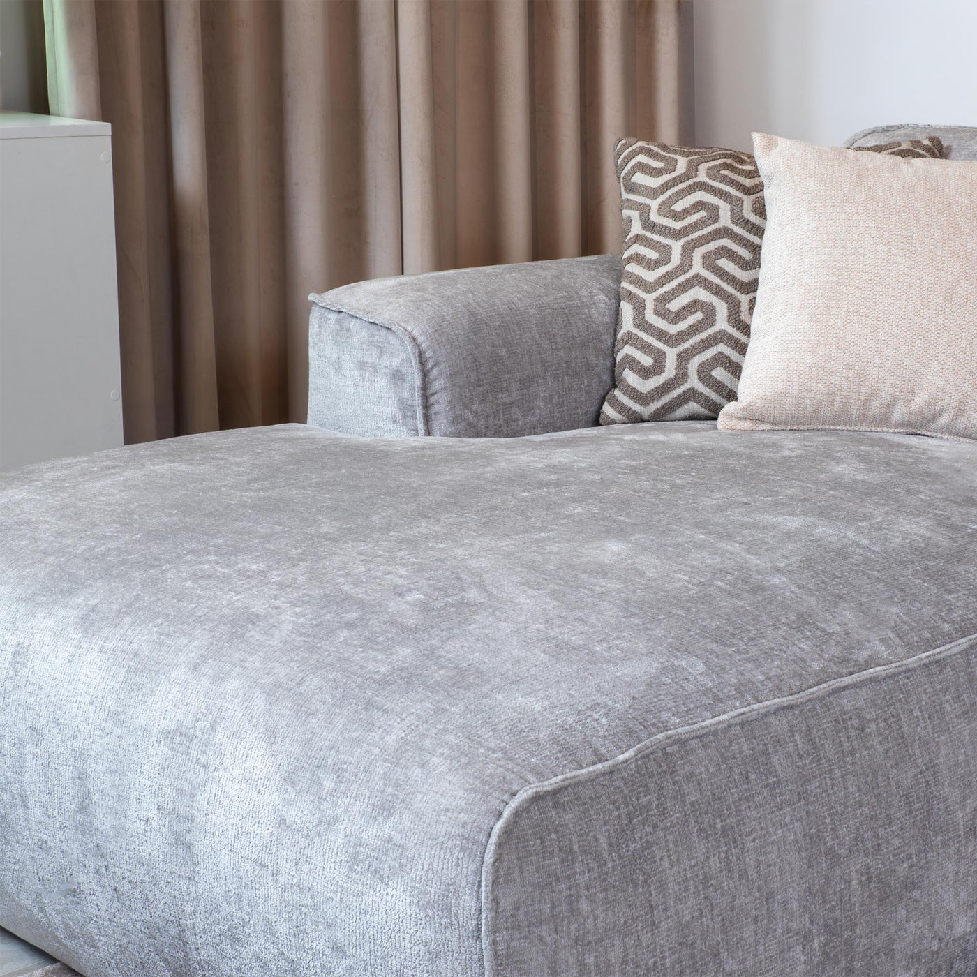 GIULIA Canapé panoramique en tissu gris - Angle droit - Canapés panoramiques - Mobilier Deco
