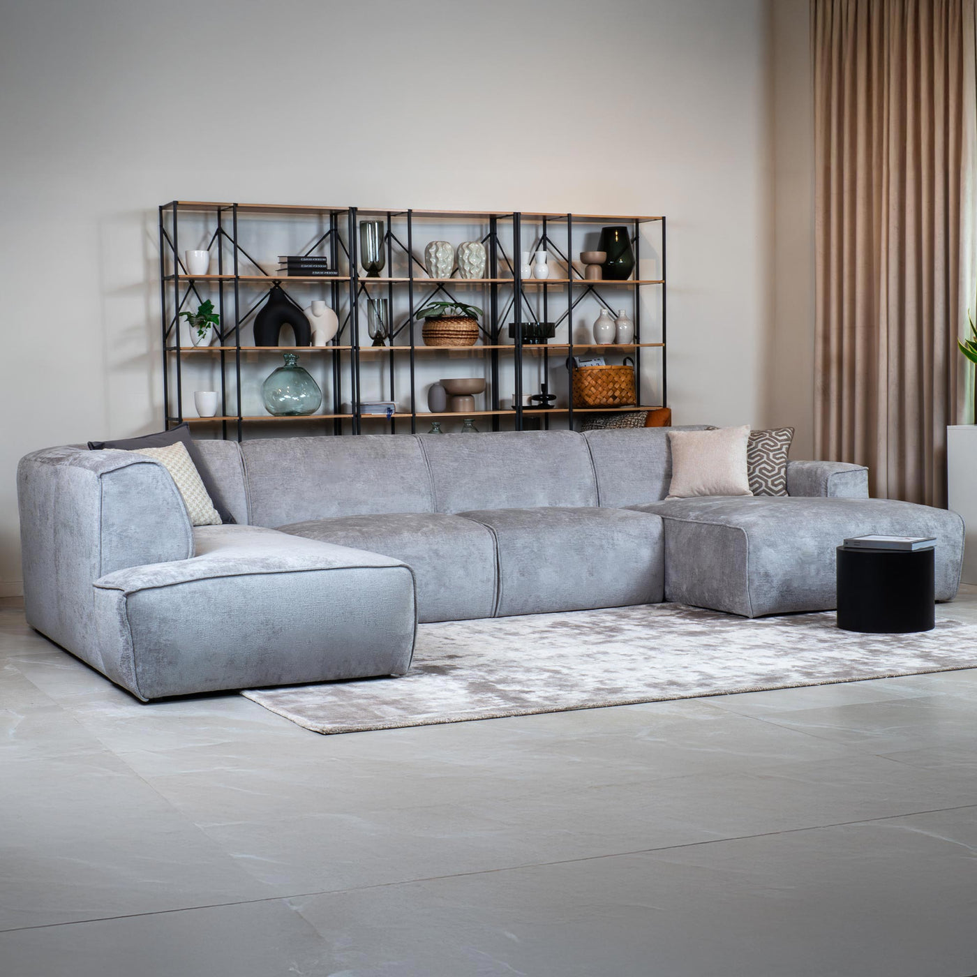 GIULIA Canapé panoramique en tissu gris - Angle gauche - Canapés panoramiques - Mobilier Deco