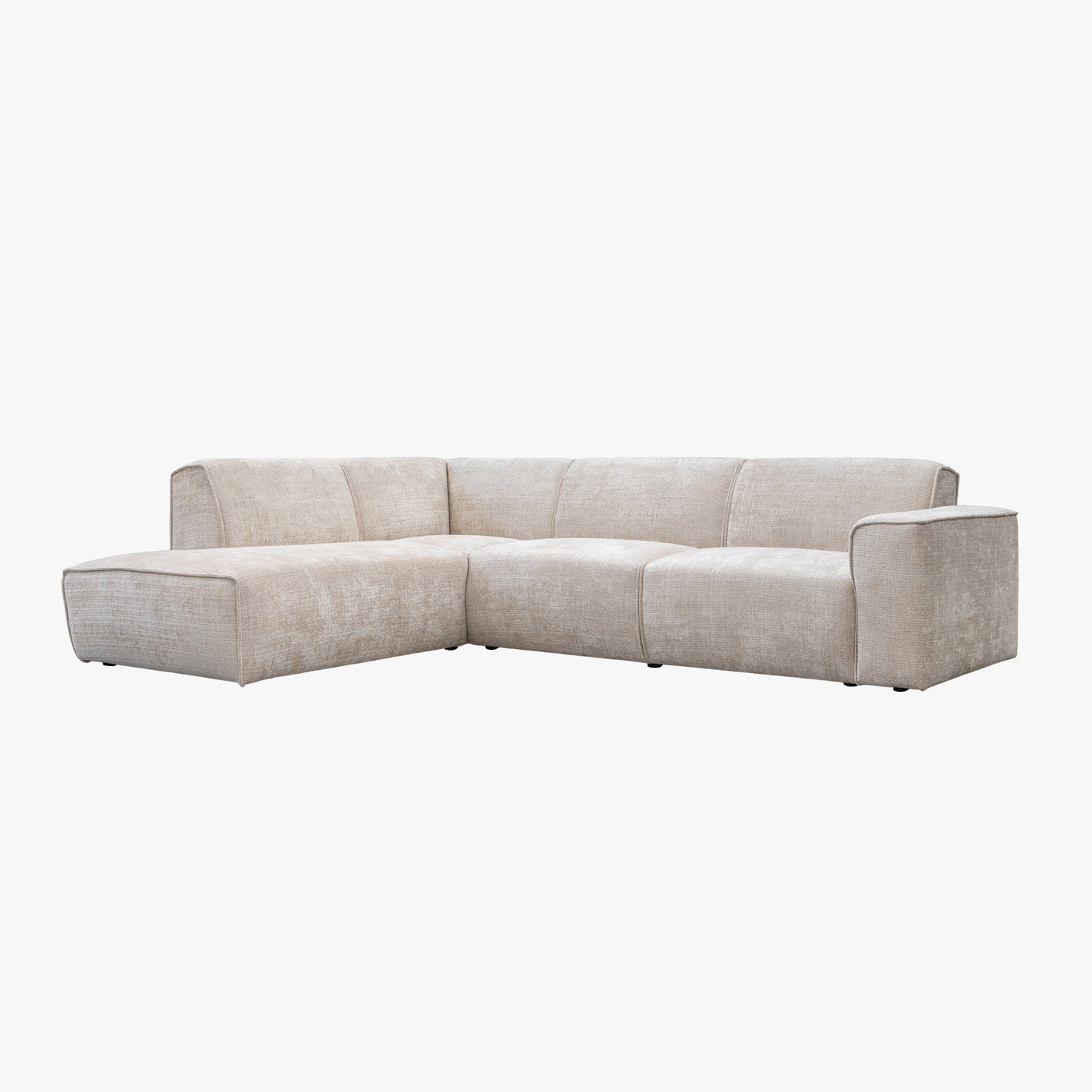 GIULIA XL Canapé d'angle en tissu beige - Angle gauche - Canapés d'angle - Mobilier Deco