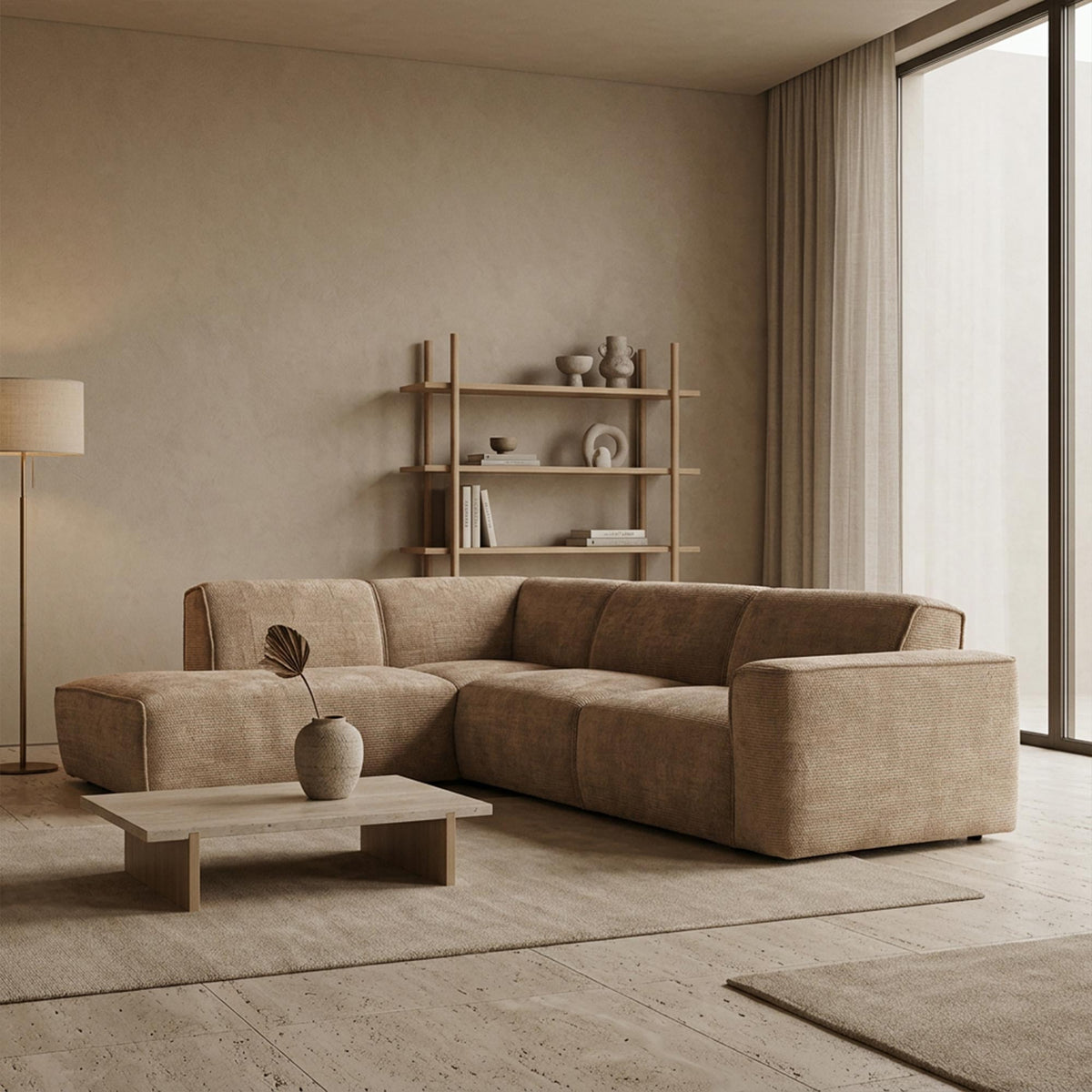 GIULIA XL Canapé d'angle en tissu taupe - Angle gauche - Canapés d'angle - Mobilier Deco