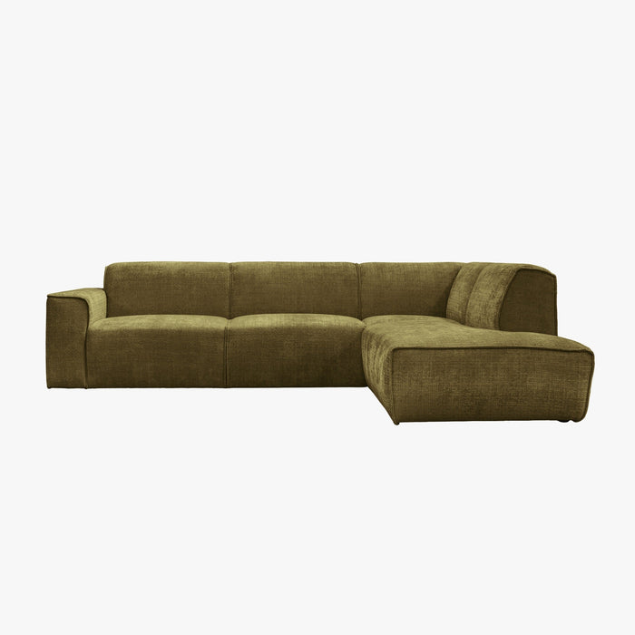 GIULIA XL Canapé d'angle en tissu vert - Angle droit