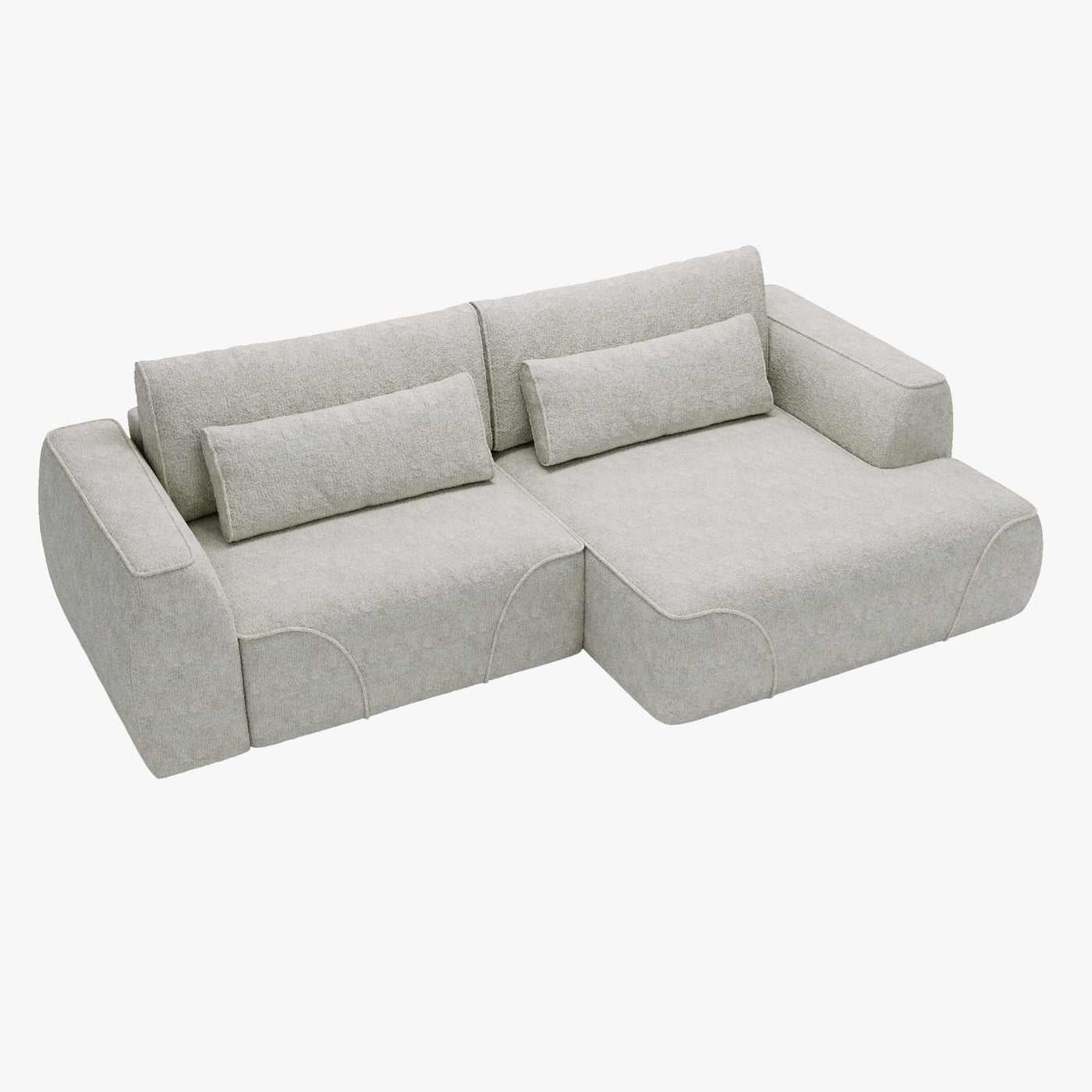 GRACE Canapé d'angle convertible avec coffre en tissu beige - Angle droit - Canapé d'angle convertible - Mobilier Deco