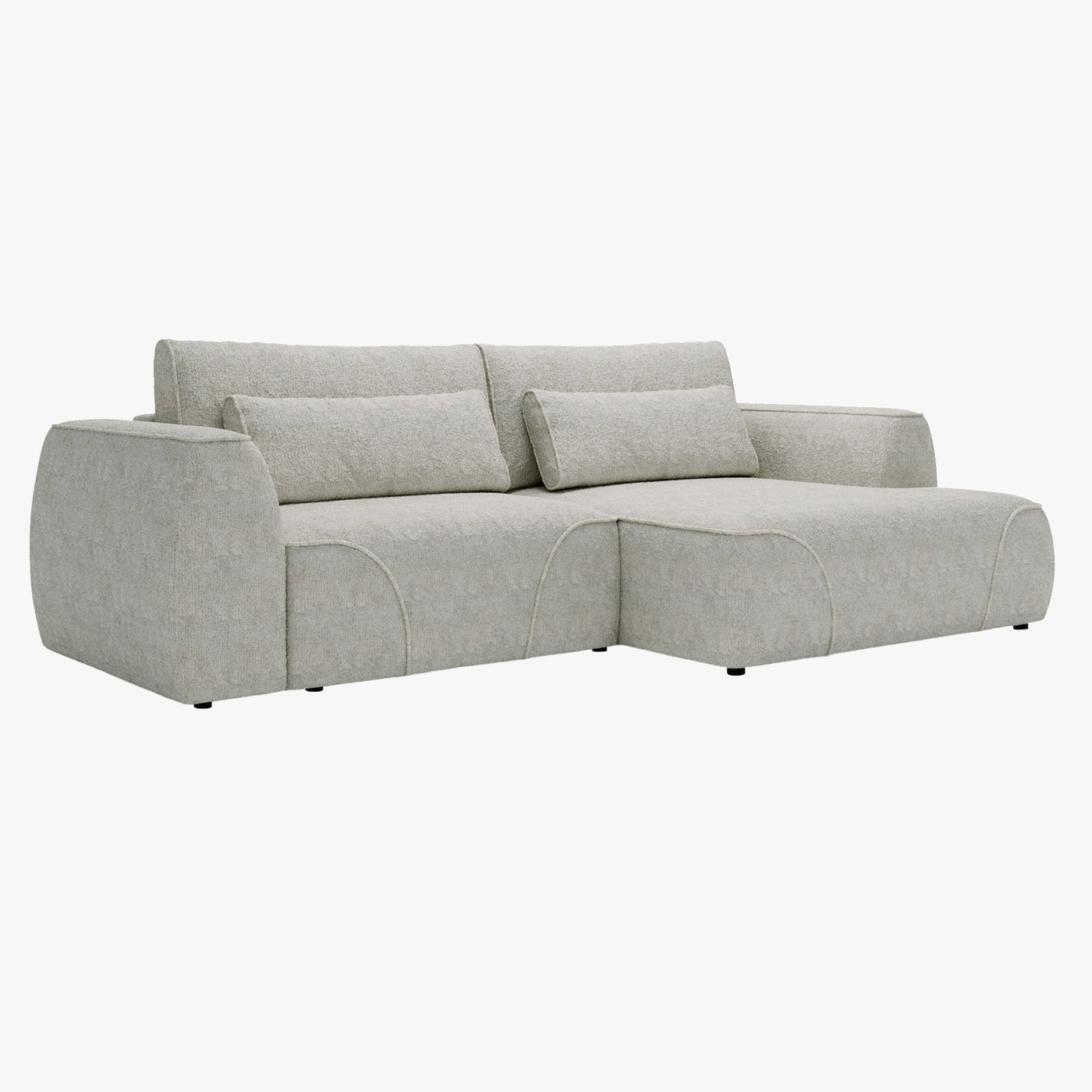 GRACE Canapé d'angle convertible avec coffre en tissu beige - Angle droit - Canapé d'angle convertible - Mobilier Deco
