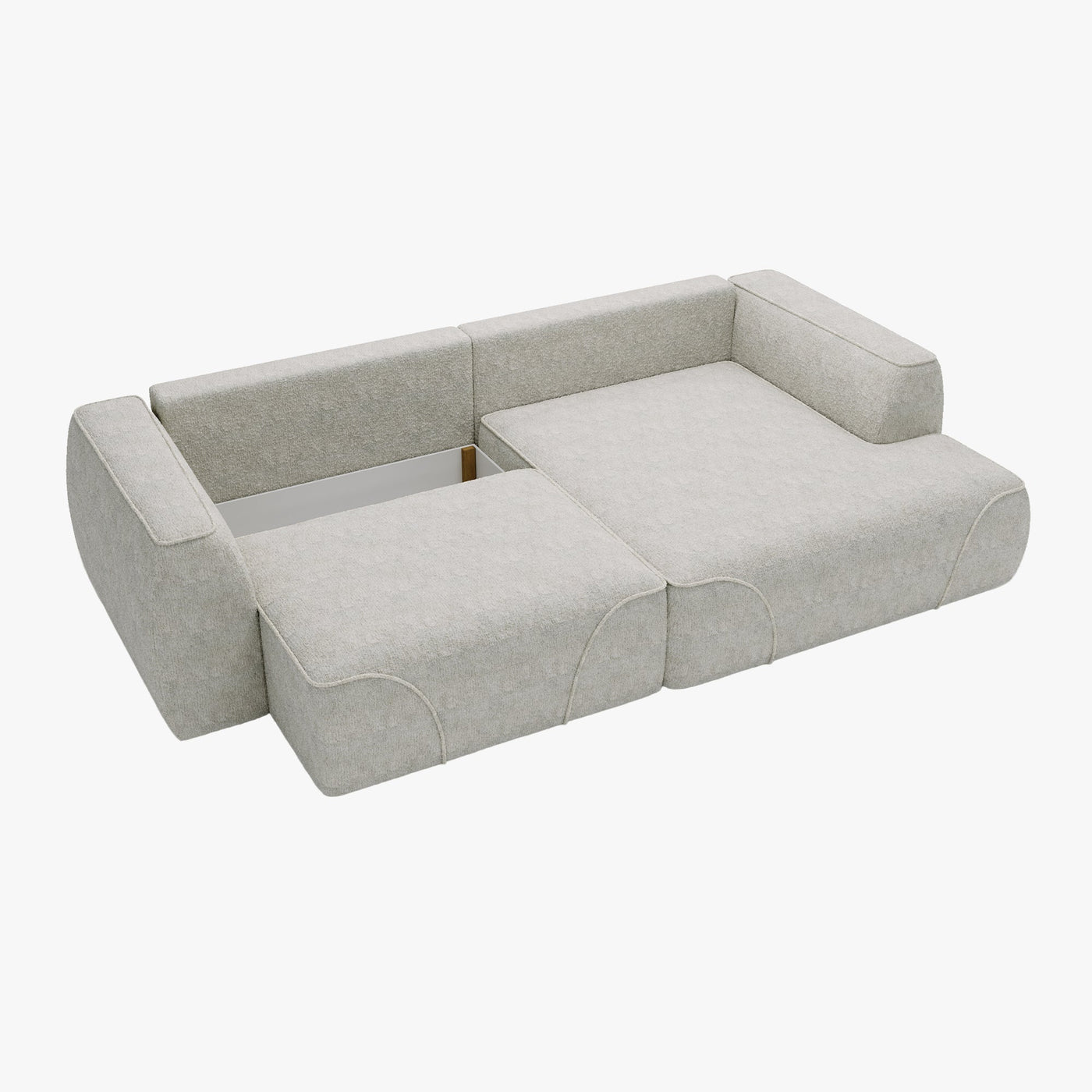 GRACE Canapé d'angle convertible avec coffre en tissu beige - Angle droit - Canapé d'angle convertible - Mobilier Deco