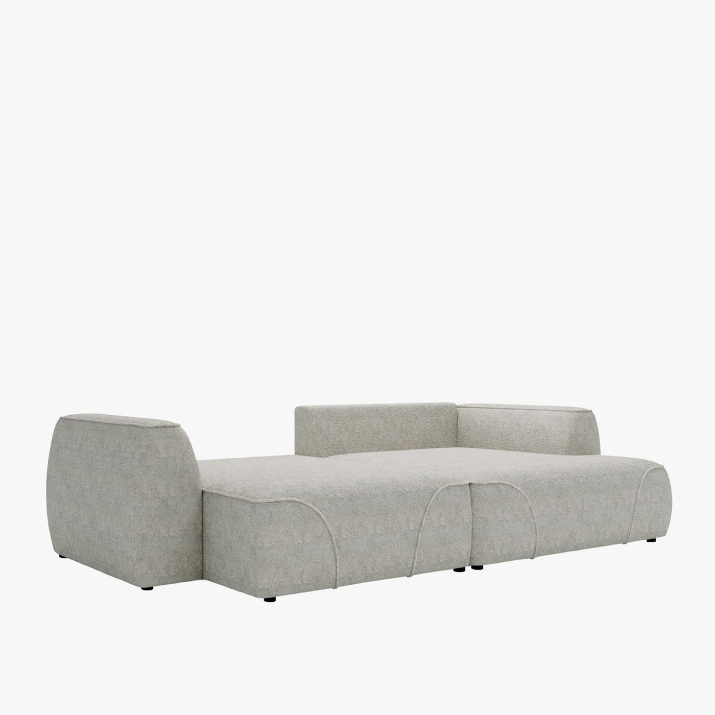 GRACE Canapé d'angle convertible avec coffre en tissu beige - Angle droit - Canapé d'angle convertible - Mobilier Deco