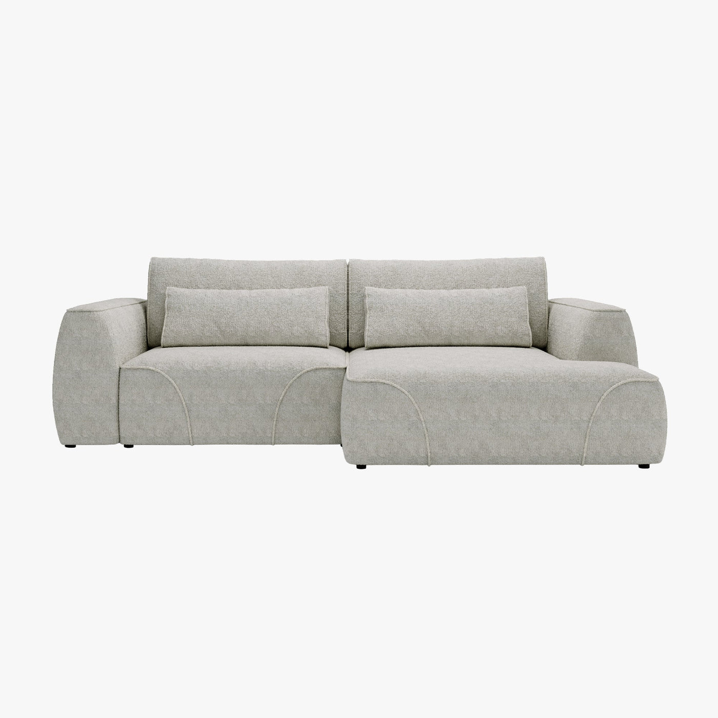 GRACE Canapé d'angle convertible avec coffre en tissu beige - Angle droit - Canapé d'angle convertible - Mobilier Deco