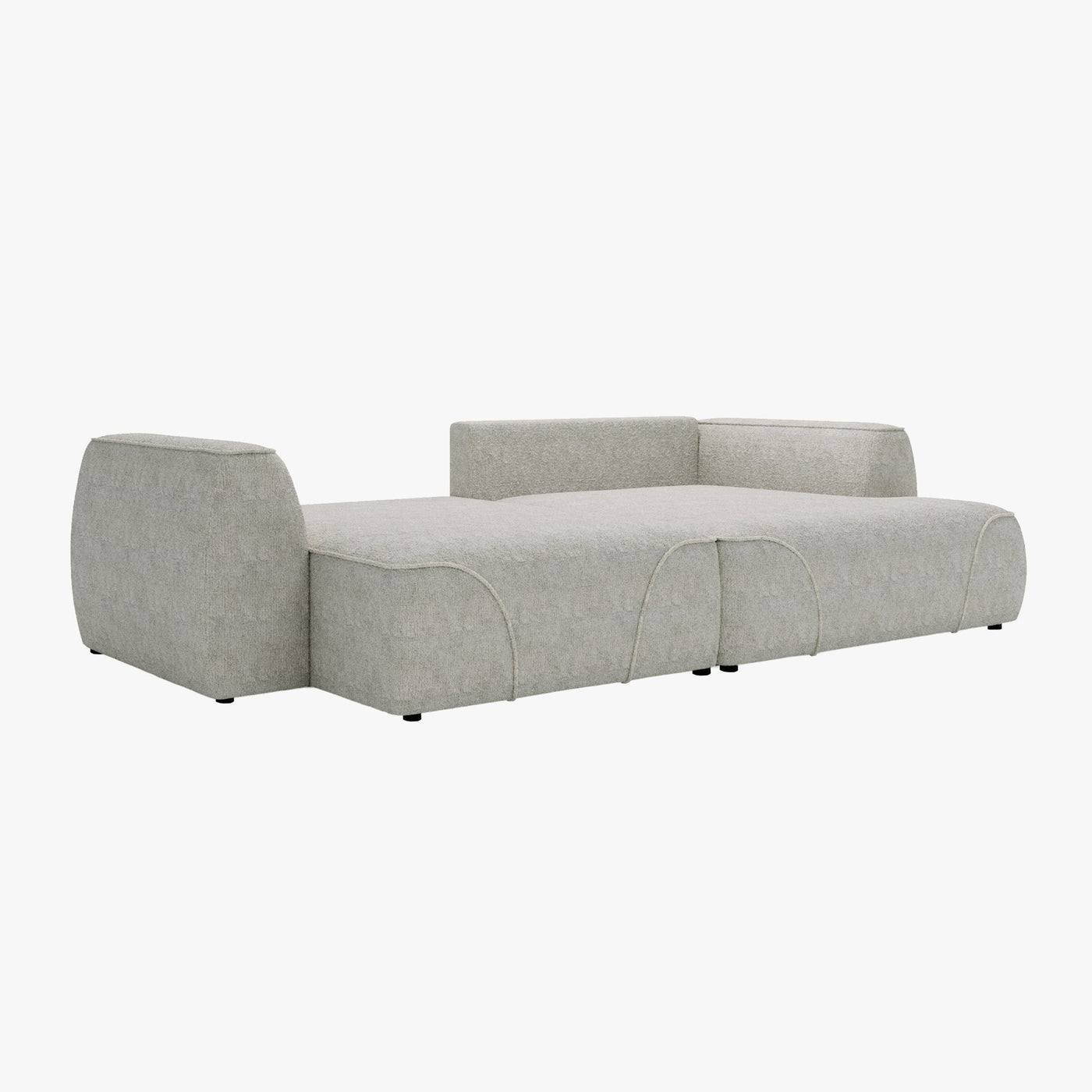 GRACE Canapé d'angle convertible avec coffre en tissu beige - Angle droit - Canapé d'angle convertible - Mobilier Deco