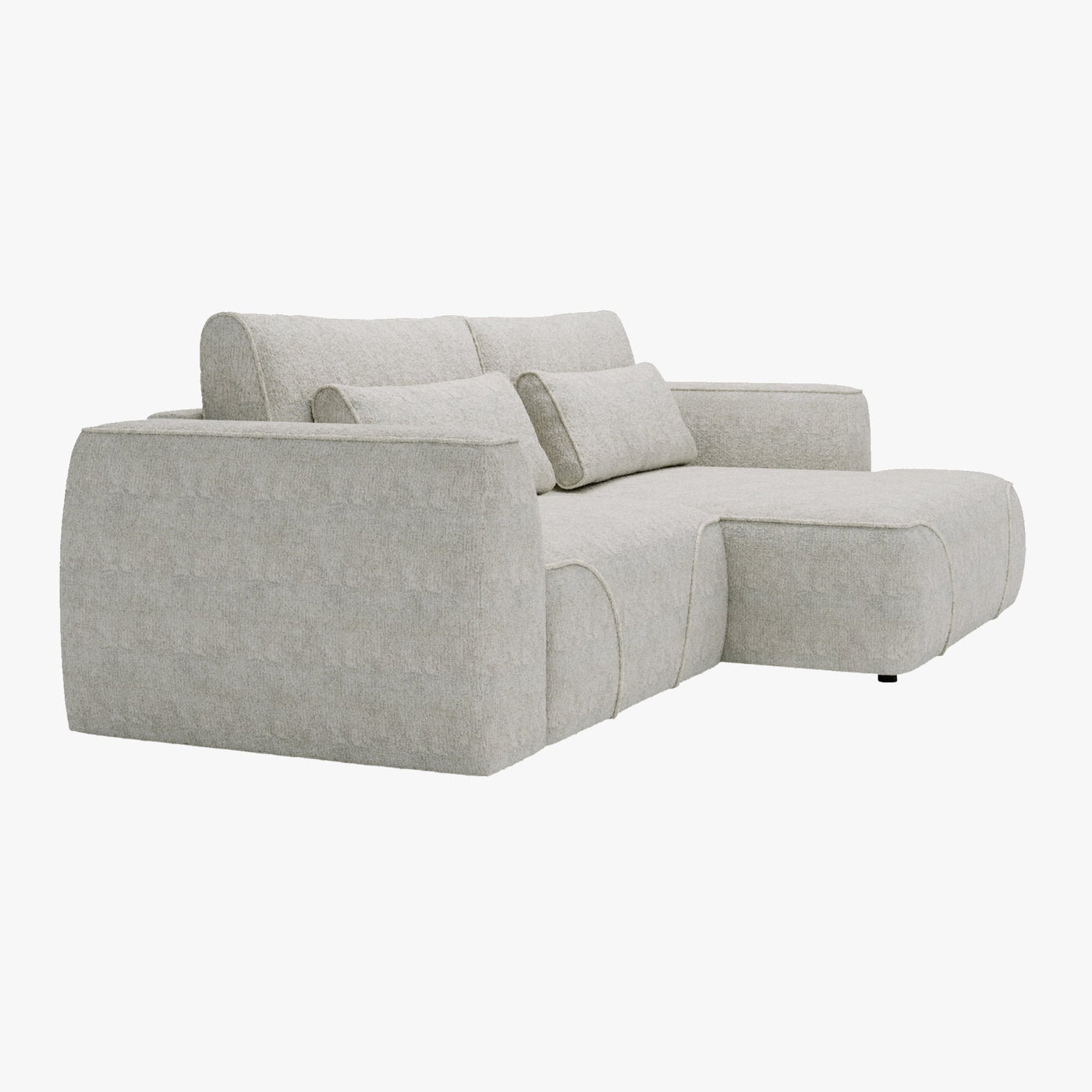 GRACE Canapé d'angle convertible avec coffre en tissu beige - Angle droit - Canapé d'angle convertible - Mobilier Deco
